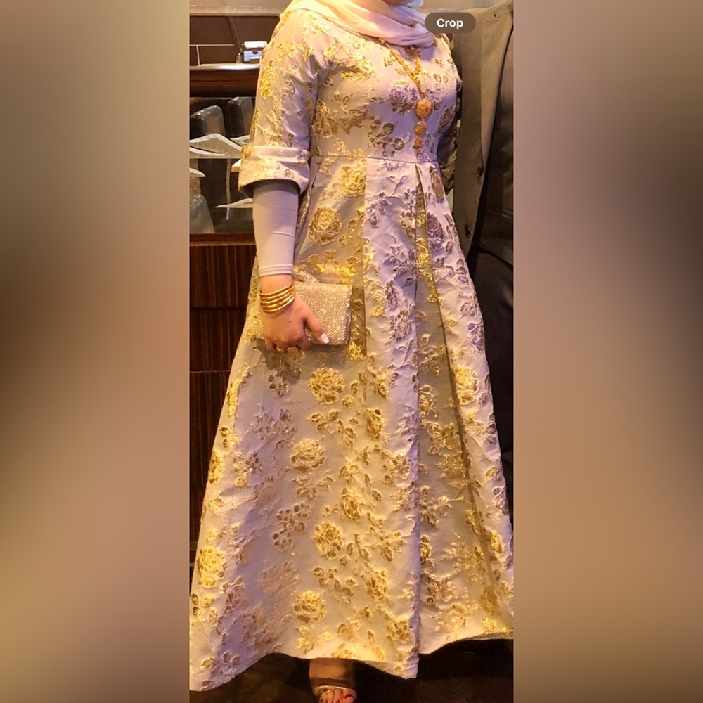 Elegant Gold Floral Dress